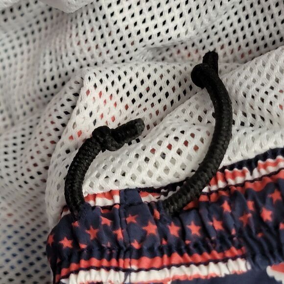 Columbia PFG Backcast II Swim Trunks Size Large Fish Blue White Red USA Flag - Picture 15 of 16